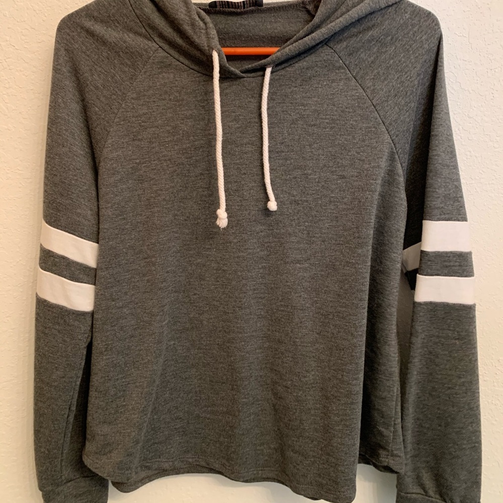 Grey long sleeve hooded sweater